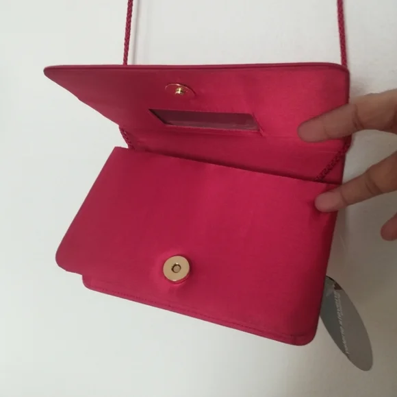 NWT Valerie Stevens Red Satin Dress Evening Shoulder Bag - Picture 5 of 12